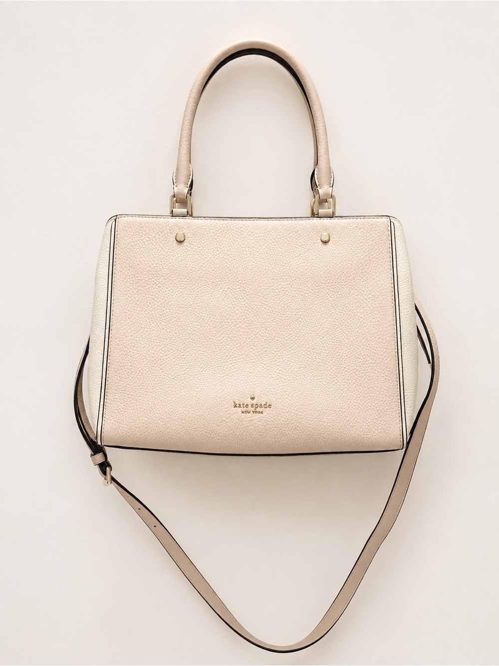 kate spade Blush and Cream Pebbled Leather Satchel with Strap